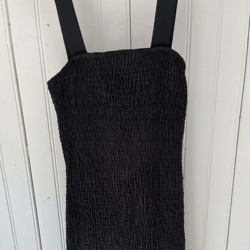 Black Smocked Mini Dress